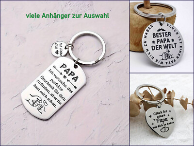 Schlüsselanhänger Schlüsselring Papa Spruch Vatertag Geschenk silber Bester Papa