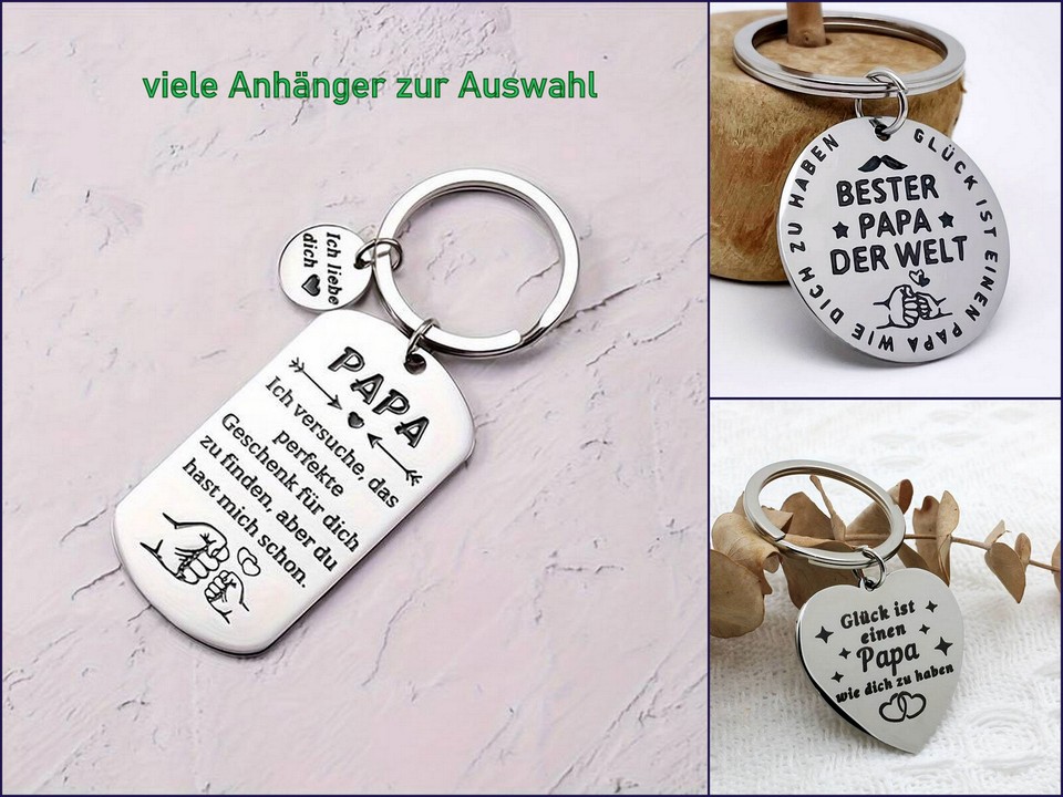 Schlüsselanhänger Schlüsselring Papa Spruch Vatertag Geschenk silber Bester Papa