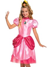 Super Mario Princess Peach Girls Size Large 10-12 Halloween Costume New