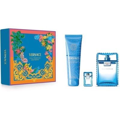 Versace Man Eau Fraiche Eau De Toilette 3.4 Oz & Shower Gel 3 Pcs Set For Men