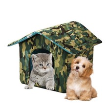 Weatherproof Outdoor Cat House, 600D Pet Shelter Bed for Feral Cats  Dogs