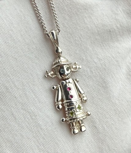 Articulated Ragdoll Rag Doll Pendant Gem Set 925 Sterling Silver With Chain