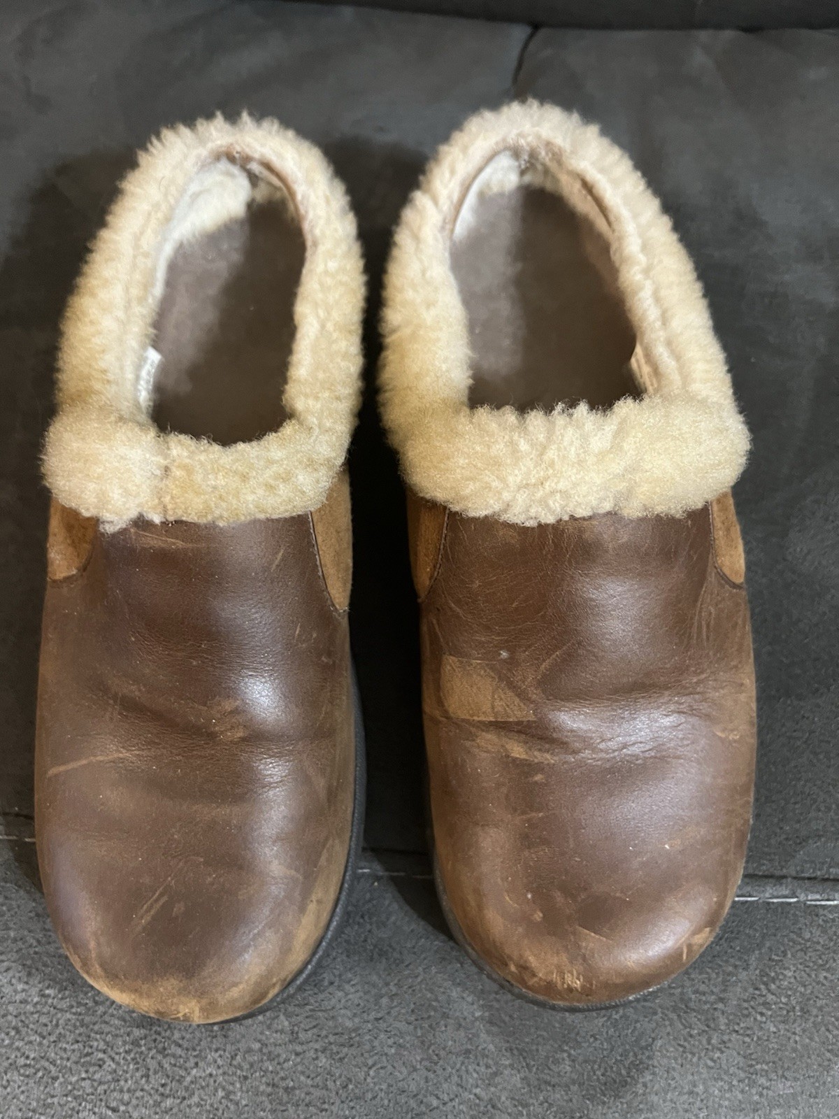 Zoccoli donna Merrells foderati in lana taglia 9 pelle marrone mules