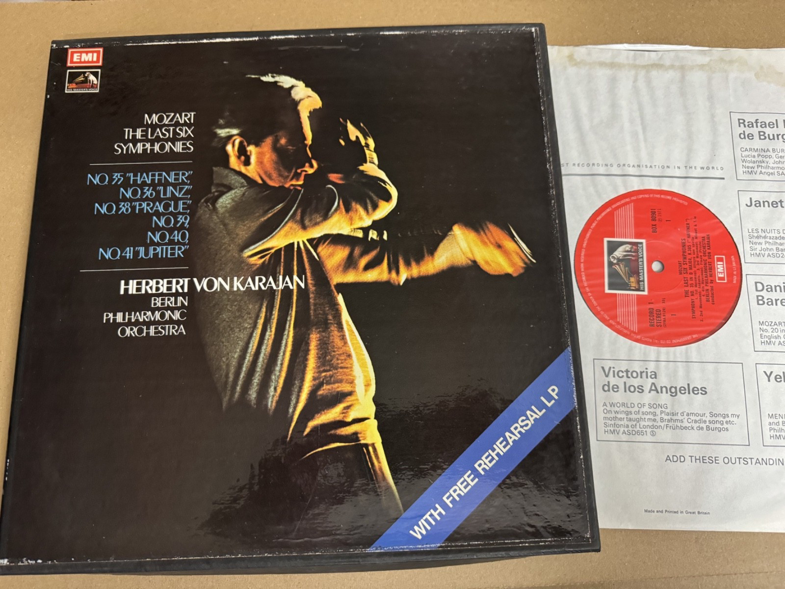 SLS 809 Mozart The Last Six Symphonies Karajan BPO 4 LP box set