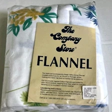 The Company Store Flannel Full Double Flat Sheet Yellow Blue Floral NIP