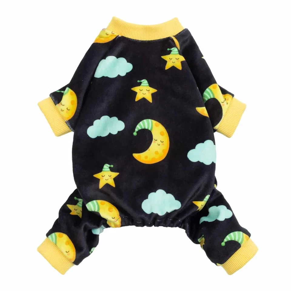 Dog Pajamas FitWarm Moon & Stars Sleepytime Soft Velvet New Size XS S M L - Image 2 of 4