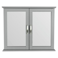 Grey Mirrored Bathroom Cabinet 2 Door Wall Mounted Used
