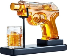 Birthday Gifts for Men Dad, Kollea Gun Whiskey Decanter Sets for Men, Shot Glass