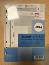 bind DIN A5 Kalendereinlage 2026 1 Woche/2 Seiten Timer Planer Organizer B250826
