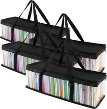 4 Pack CD Storage Bags Transparent PVC Media Storage Carrying Bag With Handles