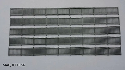 MAQUETTE 56 ho lot 5 barrières grises fines clôture parc ou sur muret décor train diorama