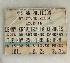 Vtg 1999 Lenny Kravitz Black Crowes Concert Ticket Stub Nissan Pavilion Y2K
