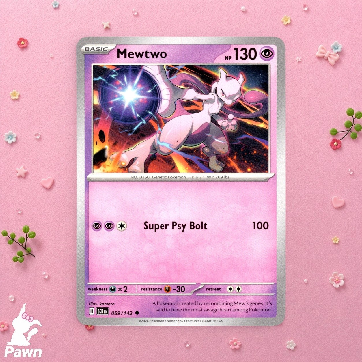 Mewtwo 59/142 Stellar Crown Pokemon TCG Card