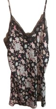 Victoria's Secret Floral Teddy Satin Lace Trim Nighty sz L
