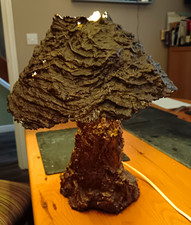 Vintage 1970s brutalist copper table LAMP.