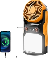 EVERBRITE 1000LM Rechargeable Camping Lantern w/4400mAh Power Bank 3 Speeds Fan