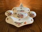 Vnt Porcelain 3 Section Condiment Serving Dish Yellow & Pink Roses Gold Trim  — photo 10