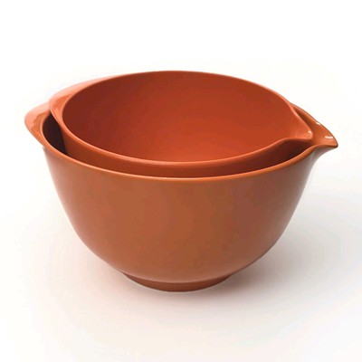 MCM Danish ROSTI Mepal Orange Mixing Bowl Set 3L & 2L DENMARK Nesting Vintage