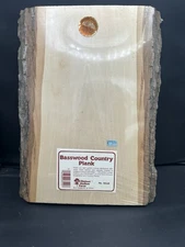 NEW WALNUT HOLLOW FARM BASSWOOD COUNTRY PLANK WITH BARK #3510 13" x 9" 