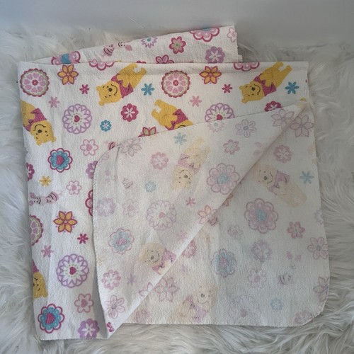 VTG Winnie the Pooh Disney Pooh Piglet Floral Pink Baby Receiving Blanket 30x30” - Picture 2 of 5