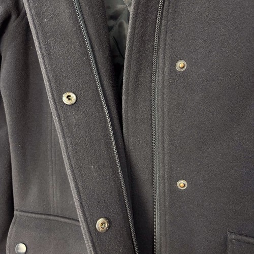 LL Bean Pea Coat Women's L Lambs Wool Hooded Zip Quilted Lining Thinsulate Navy - Picture 8 of 21