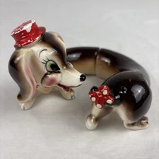 Vintage Hi Friend Weiner Datschund Dog Hat Salt & Pepper Shakers Japan Artmark