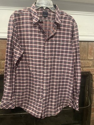 Goodale Long Sleeve Button Down Shirt Men Size Large Designed in NYC Plaid Linen
