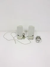 White Desktop Computer Speakers Cyber Acoustics Studio Series MMS-15 Pair Tested