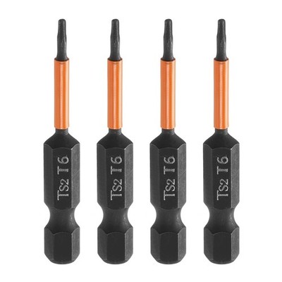 4pcs T6 Torx Head Screwdriver Bit 2'' Long 1/4'' Hex Magnetic Screw Driver