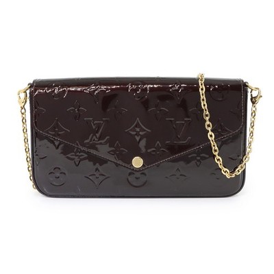 LOUIS VUITTON Monogram Vernis Pochette Felicie Wallet Amarante M61267 90316640