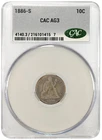 1886 S Seated Liberty Dime CAC AG3