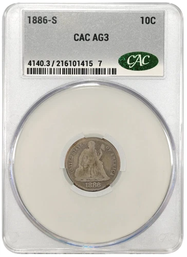 1886-S Seated Liberty Dime — photo from the most recent tracked eBay sale