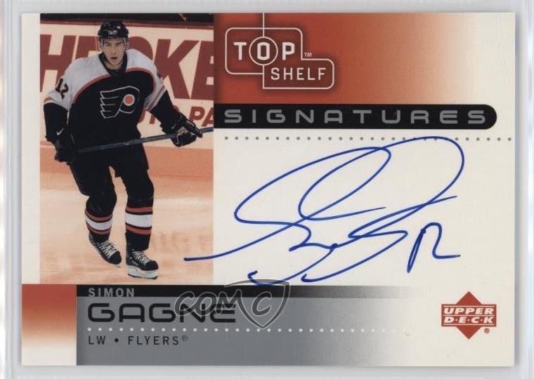 2002-03 Upper Deck Top Shelf Signatures Simon Gagne #SG Auto jg5