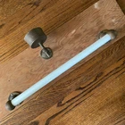 Vtg Milk Glass Towel Bar w/ Brass Wall Mounts Bathroom & Brass Cup Holder