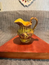Mustard Yellow and Brown Glossy Pitcher (VTG?)