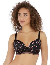 Bras Freya Wild Demi Underwired Moulded Plunge Bra Black Rose 5423 