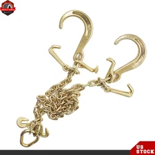 G70 5/16 "×3Ft V-Chain +8" Medium J Hooks T- Hook w/Grab Hooks Tow Chain