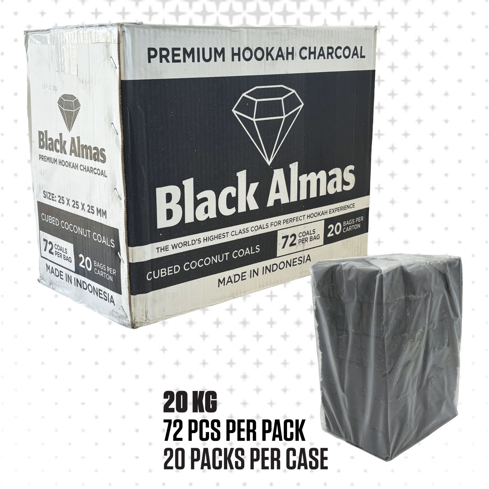 20kg Bulk Hookah Charcoal Cubes 1440 pcs SHIP FROM US Coconut Coals