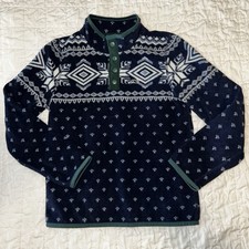 Vineyard Vines Boys Fairisle Fleece Pullover Size 7 Quarter Snap