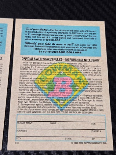 Lot of (3) 1990 Bowman Art Inserts - Olson, Davis, Clark image 8