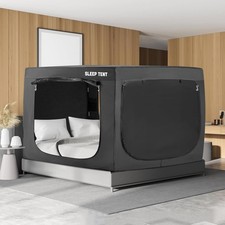 Bed Tent Bed Canopy Portable Sleeping Privacy Tents Breathable Three Doors Black