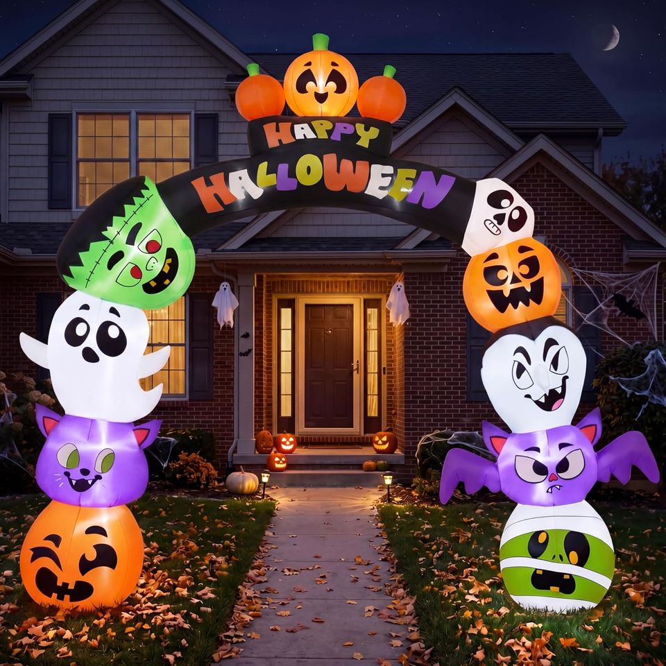 8 FT Cute Halloween Inflatables Pumpkin Archway Outdoor Decoration ...