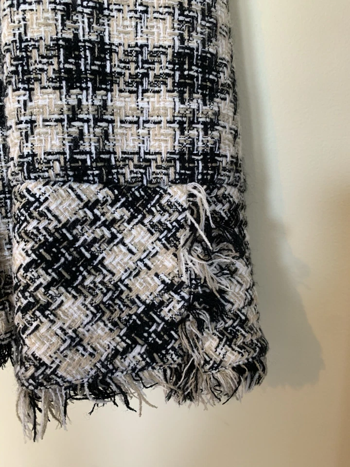 Chaqueta Blazer Apparenza Talla L/XL Negro/Blanco/Bronceado Bordes Deshilachados Botón Delantero Foto 3 de 4