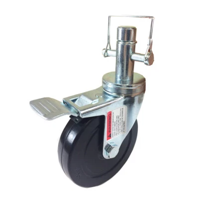 HYWELD 5" Scaffold Rolling Tower Caster 1 Inch round stem Hard Rubber Wheel Caster