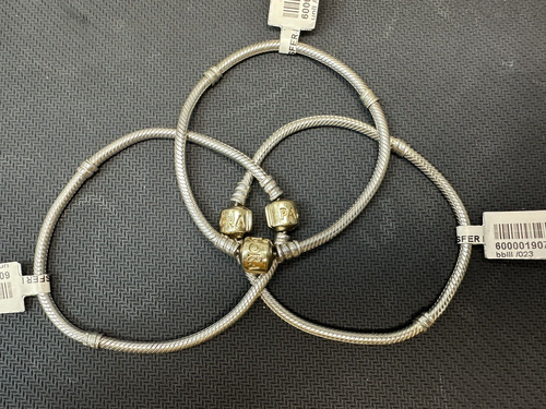 New Pandora Sterling Silver Snake Bracelet 14k Gold Plated Clasp - Picture 8 of 9