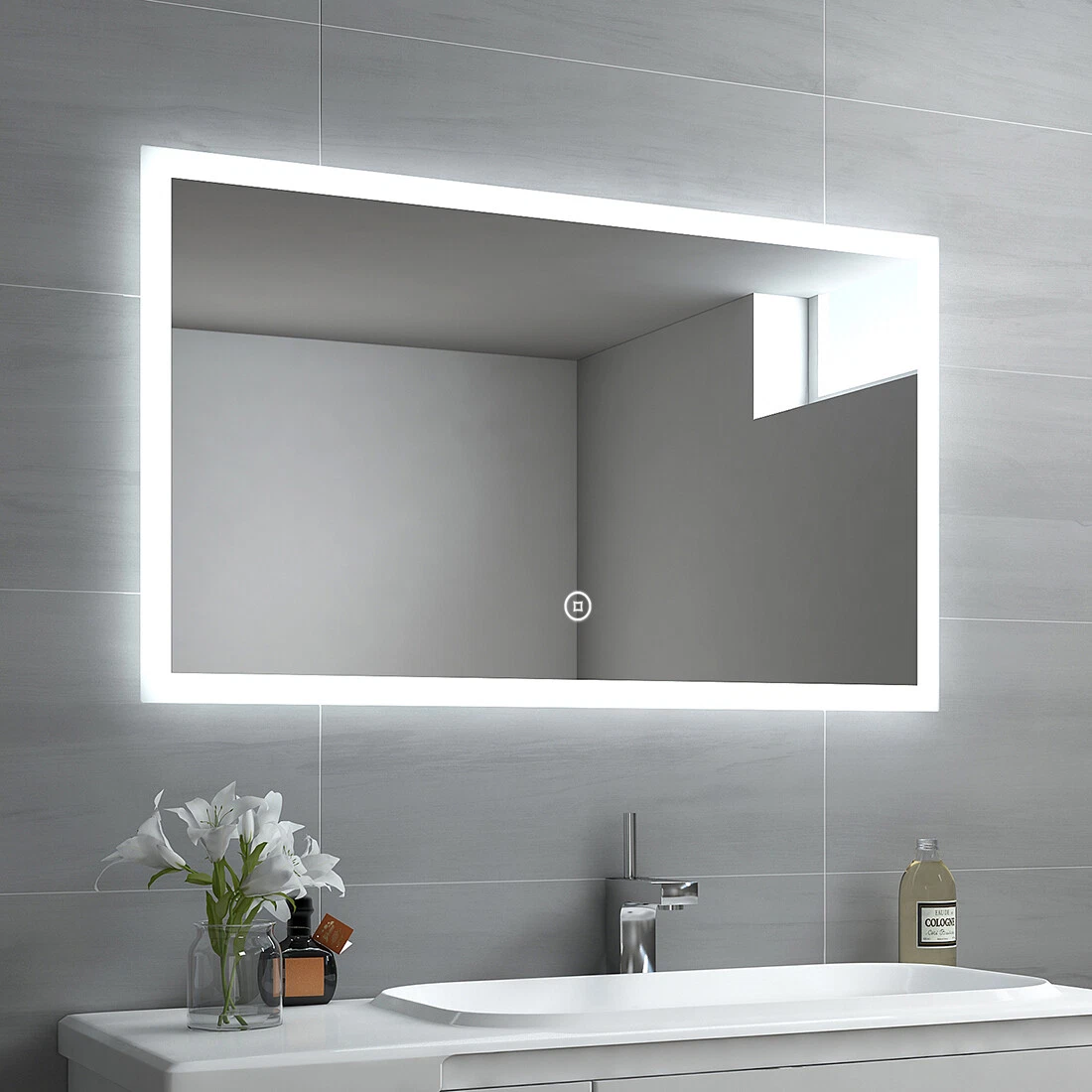 LED Badspiegel Mit Beleuchtung Wandspiegel Badezimmerspiegel Lichtspiegel EMKE