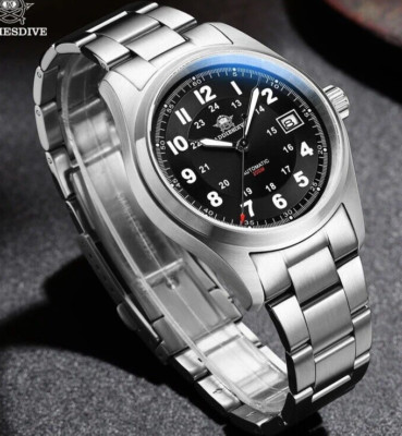 ADDIESDIVE - MODEL BLACK & SILVER - Montre Plongée Homme - Automatic Men's Watc