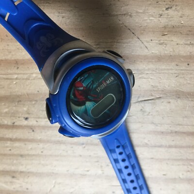 Vintage 2003 Marvel Spider-Man Digital Watch Blue Band by Clicks
