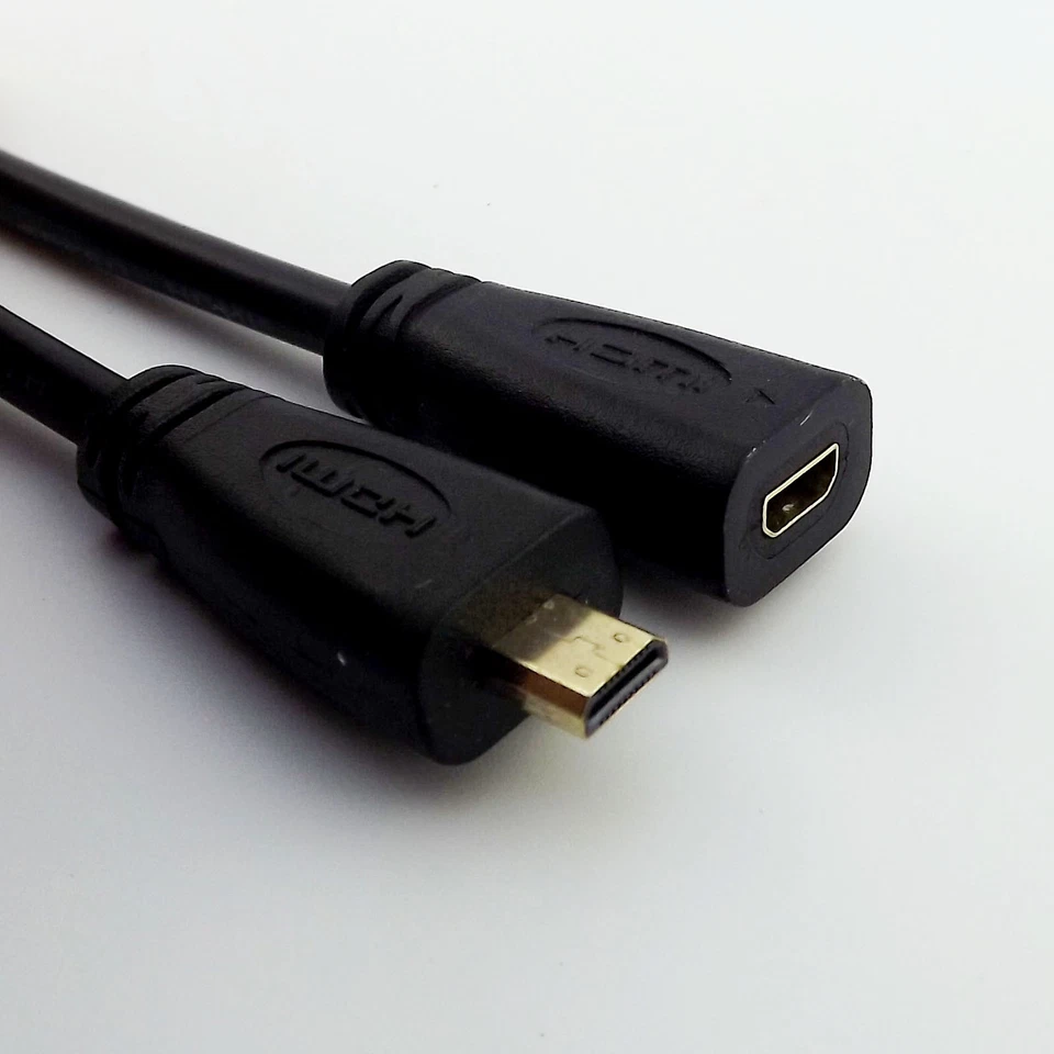 1ft M/F Extension Cable Micro HDMI-compatible 1.4 D Type Male to Female 30cm - Image 2 of 4