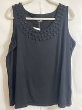 Premise Studio Women's Black Studded Tank Top Scoop Neck Stretch Knit Sz 1X